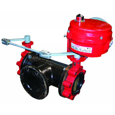 3-way (A-AB-B) 4in flange butterfly valve